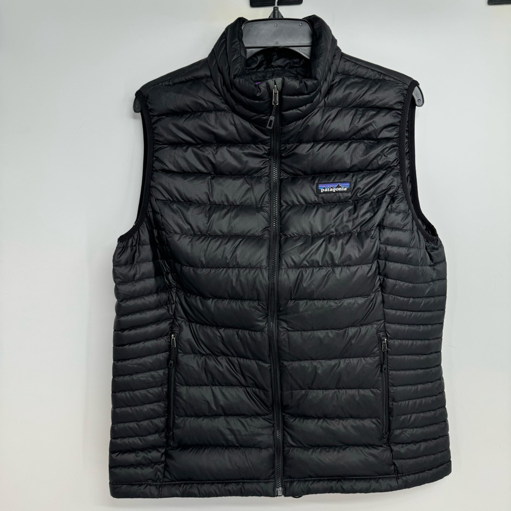 Patagonia Puffer Vest Womens Size XL Black Goose Down Zip Quilted Insulated